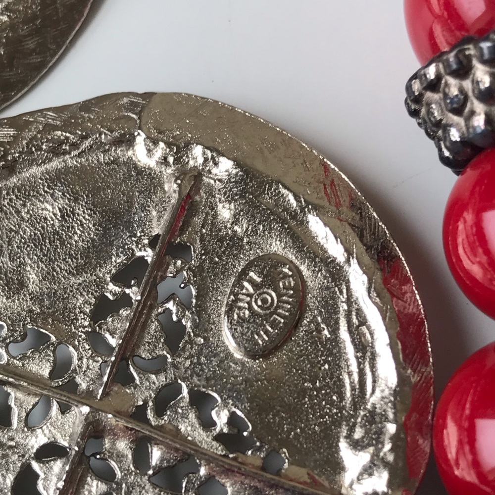 Kenneth Lane Vintage Large Coin Beaded Statement Necklace - Picture 11 of 14